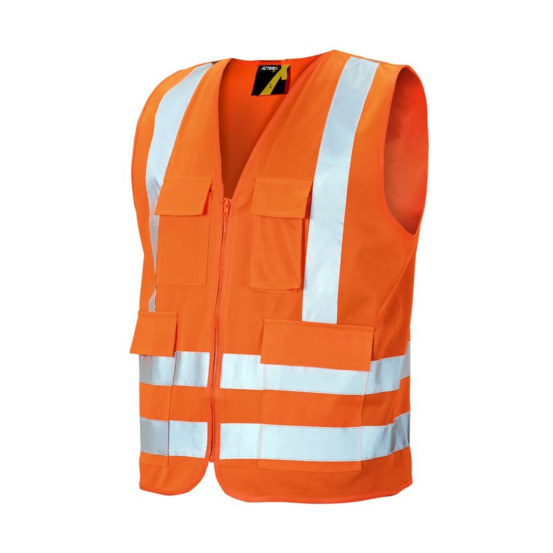Chaleco Activex Naranjo 4 Bols.Alta Vis.C/Cinta