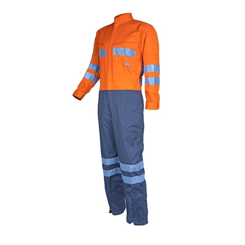 Overol Piloto 100% Algodón Naranjo/Gris - Imagen 3