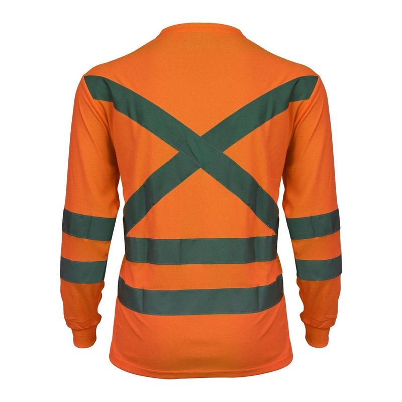 Polera Activex Polo Dry Fit Naranja Fluor C/Reflect M/Larga UV - Imagen 3